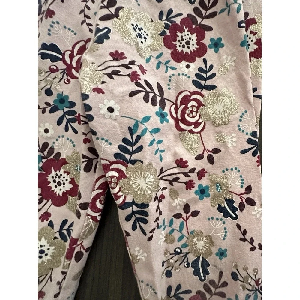 Isaac Mizrahi Girls‎ Leggings Size 4 Pink Floral Glitter Stretch Pants Kids